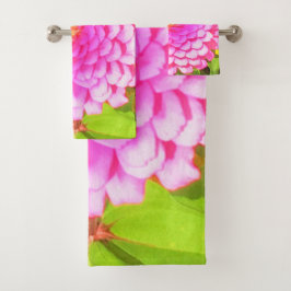 Hübsches Round Pink Zinnia im Sommergarten Badhandtuch Set