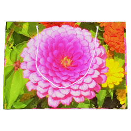 Hübsches Round Pink Zinnia im Sommergarten Große Geschenktüte