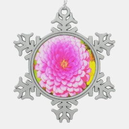 Hübsches Round Pink Zinnia im Sommergarten Schneeflocken Zinn-Ornament