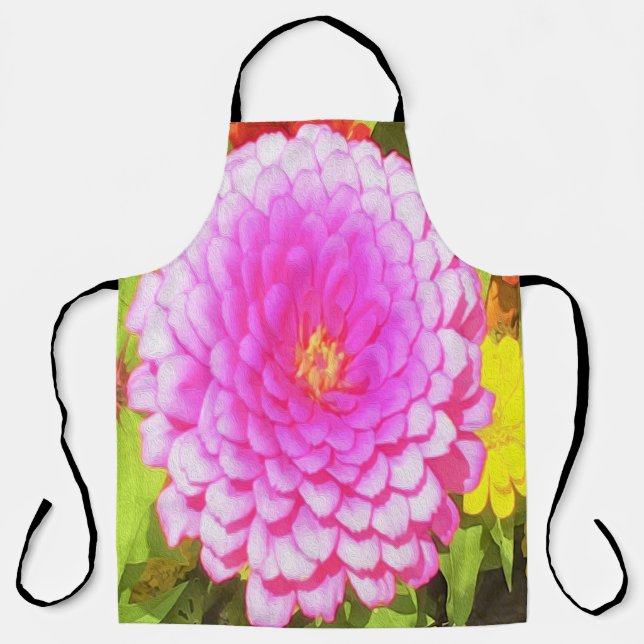 Hübsches Round Pink Zinnia im Sommergarten Schürze (Vorderseite)