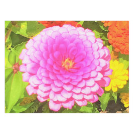 Hübsches Round Pink Zinnia im Sommergarten Tischdecke