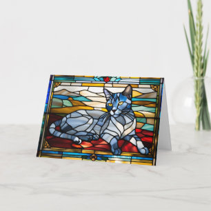 Hübsches Russisch Blau-Buntglas Karte