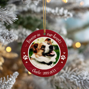 Hübsches rustikales Hunde-Gedenkfoto für Haustiere Keramik Ornament
