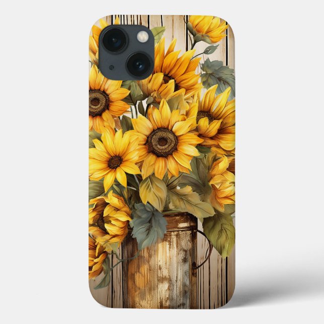 Hübsches rustikales Land Sonnenblumen Blumen Blume Case-Mate iPhone Hülle (Rückseite)