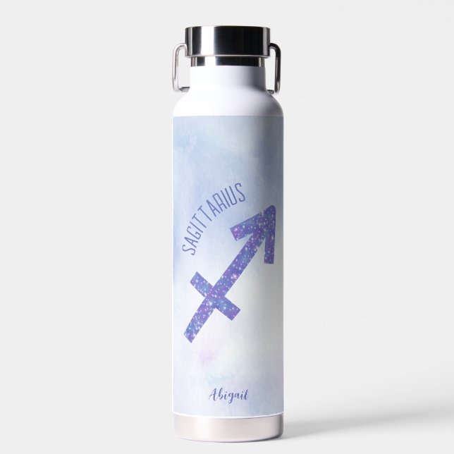 Hübsches Sagittarius Unterschrift Custom Lila Astr Trinkflasche (Vorne)