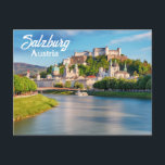 Hübsches Salzburg mit Schloss in Österreich Postkarte<br><div class="desc">Niedliches und stilvolles Design mit Fotografie der Stadt Salzburg in Österreich mit dem Schloss Festung Hohensalzburg und dem Schloss Festung.</div>