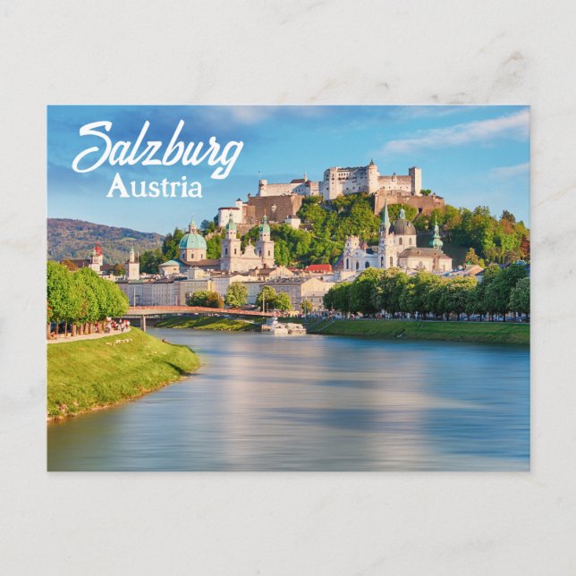 Hübsches Salzburg mit Schloss in Österreich Postkarte (Vorderseite)