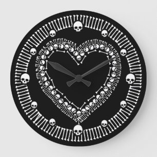Hübsches Schädelherz Große Wanduhr
