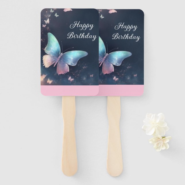 Hübsches Schimmernd-Schmetterling-Set von Fans Fächer (Vorne und Hinten)