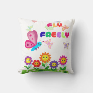 Hübsches Schmetterlings-Blumen-Design Kissen