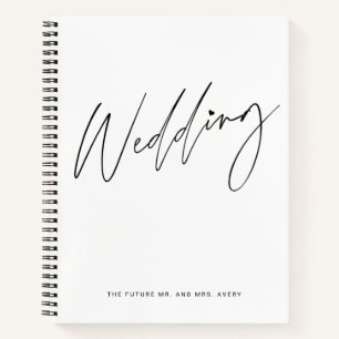 Hübsches schwarz-weißes Hochzeitsplanungs-Notizbuc Notizbuch