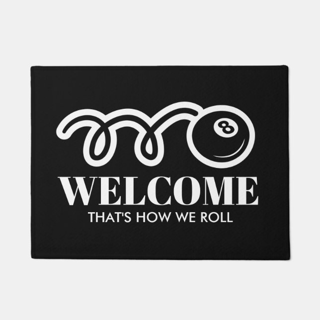 Hübsches schwarzes 8-Ball-Doormat für Billardspiel Fußmatte (Vorderseite)