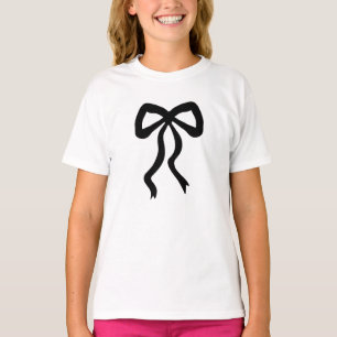 Hübsches Schwarzes Ribbon Bow Festive Girl T-Shirt