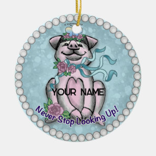 Hübsches Schweine Keramik Ornament