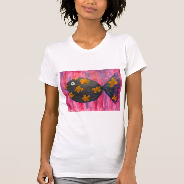 Hübsches Schwimmen in rosa Fischen T-Shirt (Vorderseite)