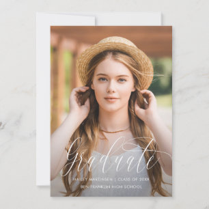 Hübsches Script Blue Foto Abschluss Ankündigung