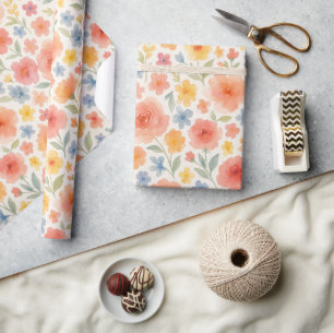 Hübsches Shabby Chic Französisches Blumenmuster Geschenkpapier