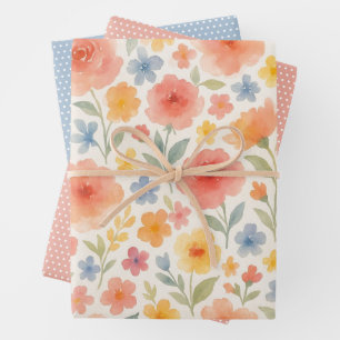 Hübsches shabby-chic-französisches florales Kunstm Geschenkpapier Set