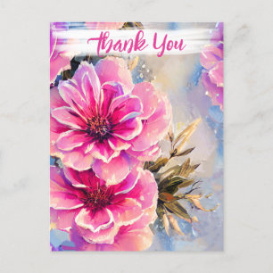 Hübsches Shabby Chic Rosa Blume Blumengrün Danke Postkarte