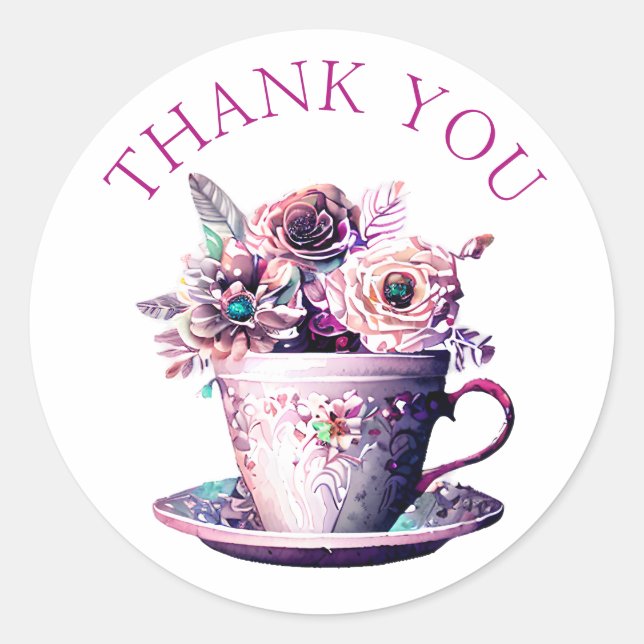 Hübsches Shabby Chic Viktorianisch Vielen Dank Runder Aufkleber (Vorderseite)