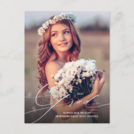 Hübsches Silver Script Overlay 1-Foto-Abschluss Postkarte