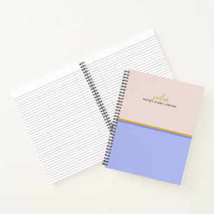 Hübsches Skript Bluish Violet and Golden Heart Notizbuch
