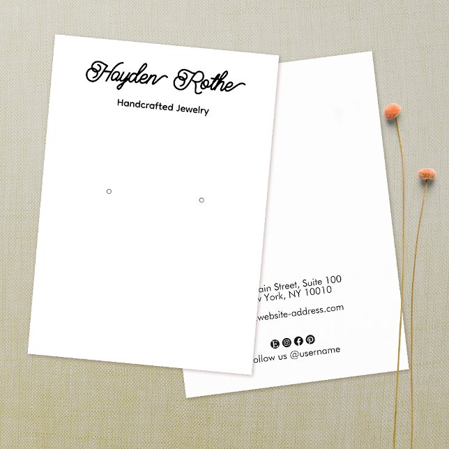 Hübsches Skriptweißer Ohranzeiger-Visitenkarte Visitenkarte (Von Creator hochgeladen)