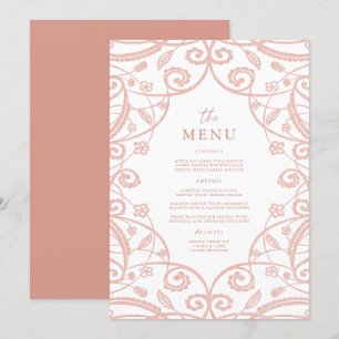 Hübsches Soft Rose Gold Glitzer Hochzeitmenü Menükarte