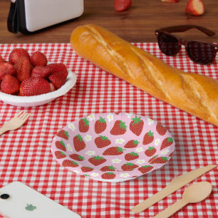 Hübsches Sommer-Erdbeermuster Pappteller