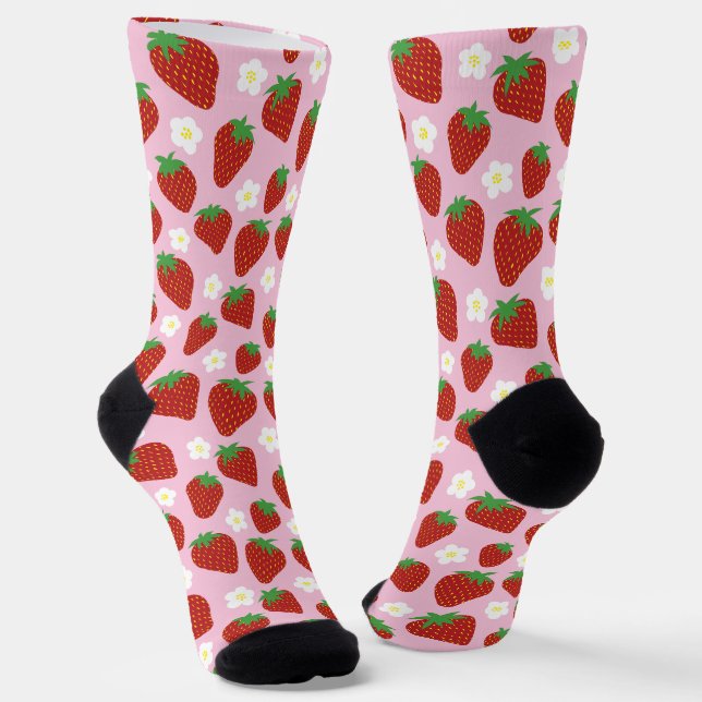 Hübsches Sommer-Erdbeermuster Socken (Gewinkelt)