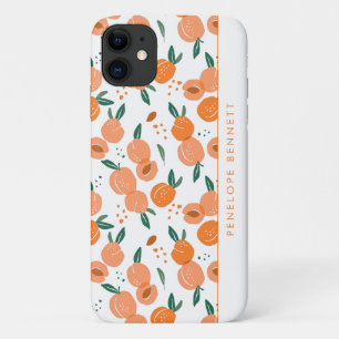 Hübsches Sommerpfirsichmuster   Monogramm Case-Mate iPhone Hülle