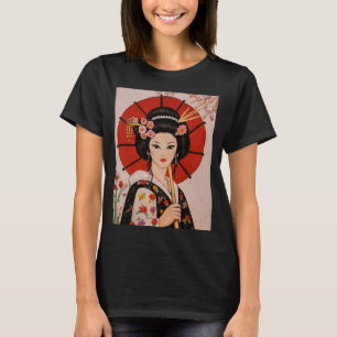 Hübsches T-Shirt, verziert mit einer schönen Geish T-Shirt