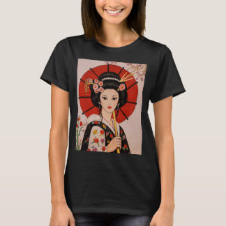Hübsches T-Shirt, verziert mit einer schönen Geish T-Shirt