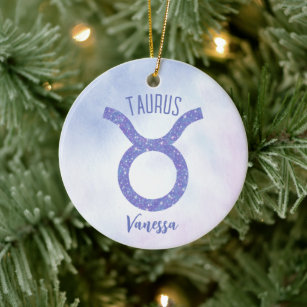 Hübsches Taurus Astrologie Signieren Personalisier Keramik Ornament