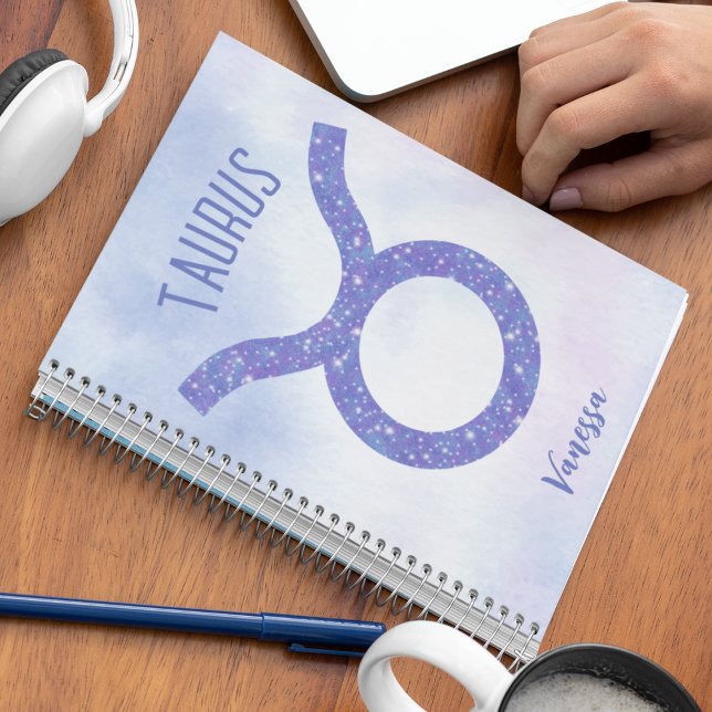 Hübsches Taurus Astrologie Signieren Personalisier Notizblock (Von Creator hochgeladen)
