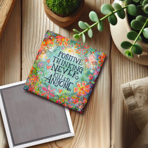 Hübsches Think Positive Floral Inspirivity Magnet