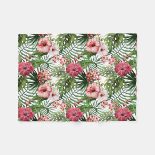 Hübsches tropisches, rosa und rotes Hibiskus Fleecedecke