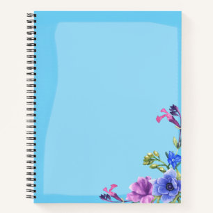 Hübsches türkisfarbenes florales Notebook - Spiral Notizbuch