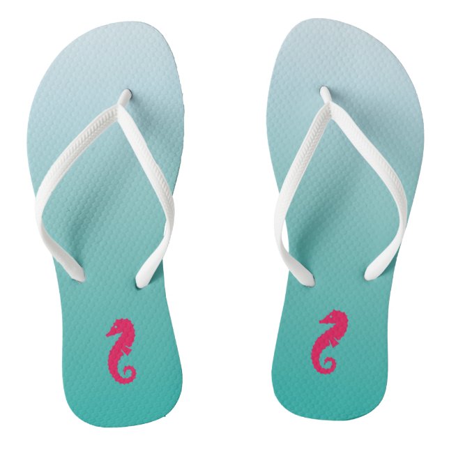 Hübsches türkisfarbenes Ombre Seepferd Flip Flops (Fußbett)