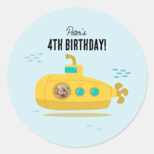 Hübsches U-Boot Tiefsee Geburtstag Kinder Foto Runder Aufkleber