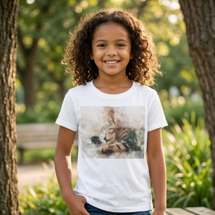 Hübsches und süßes Kätzchen schlafend Aquarell T-Shirt