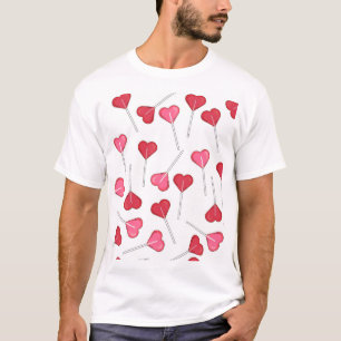 Hübsches Valentine Rotes Herz Lollipop Muster T-Shirt