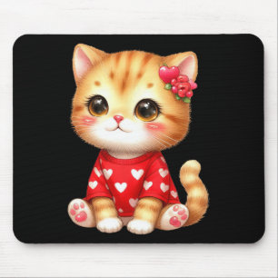 Hübsches Valentinskatze Kätzchen mit Herz  Mousepad