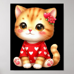 Hübsches Valentinskatze Kätzchen mit Herz Poster