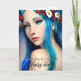 Hübsches verzaubertes Mädchen mit Blume | Fairy Ta Karte