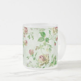 Hübsches vintage Blumenmuster rosa Rosen Mattglastasse