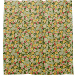 Hübsches Vintages Blumenmuster-Rose Duschvorhang
