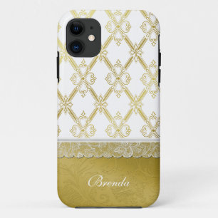 Hübsches Vintages Gold & White Lattice iPhone 5 F Case-Mate iPhone Hülle