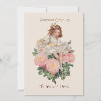 Hübsches Vintages Kind, Rose & Valentine Gruß Feiertagskarte