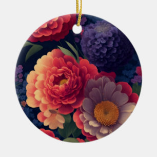 Hübsches Vintages Orange lila mum peoral Keramik Ornament